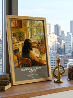 Ramona Quimby, Age 8 book cover print framed by window – literary home decor