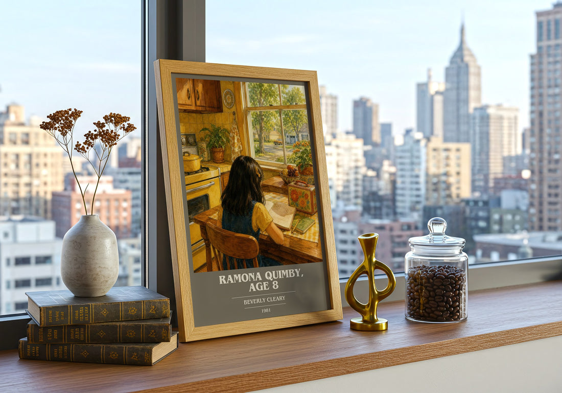 Ramona Quimby, Age 8 book cover print framed by window – literary home decor