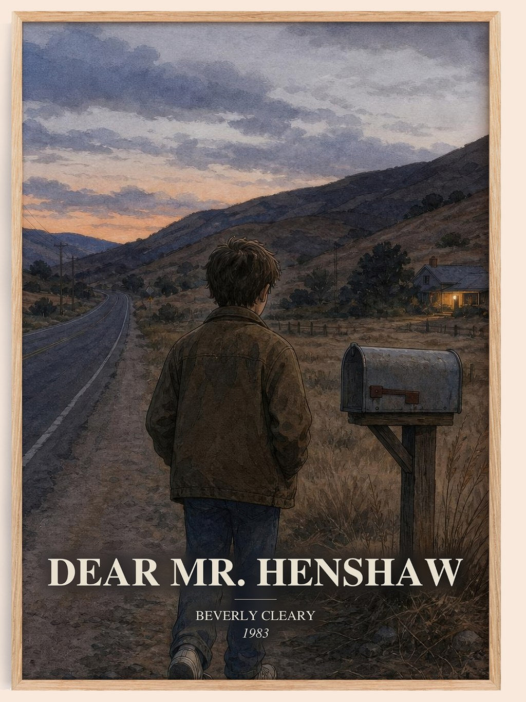 Dear Mr. Henshaw watercolour book poster by Beverly Cleary – framed literary art print