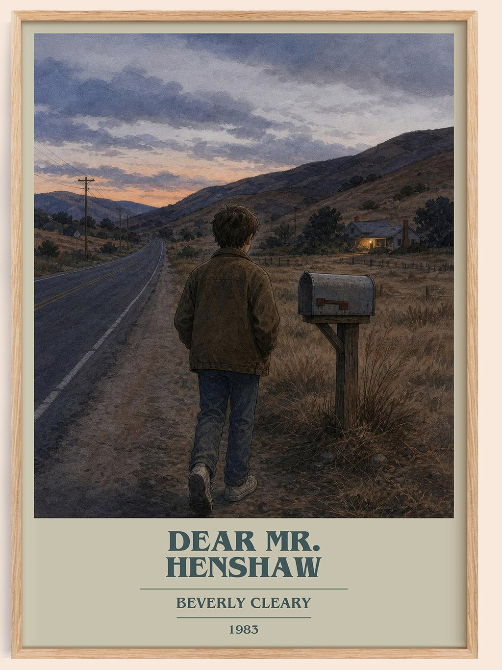 Dear Mr. Henshaw book cover book poster by Beverly Cleary – framed literary art print
