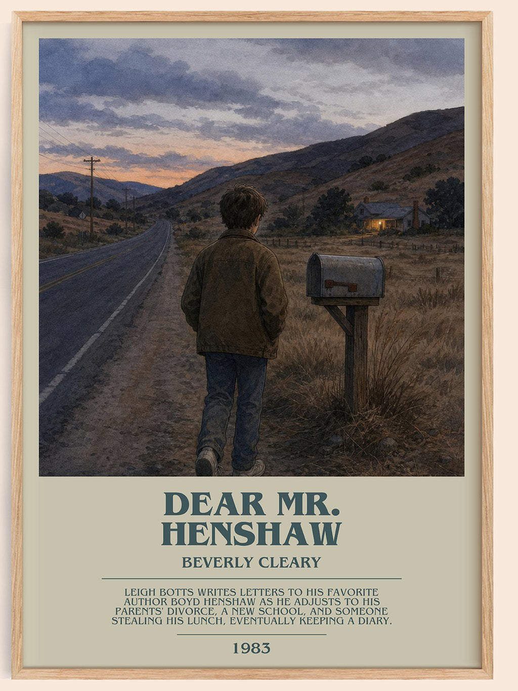 Dear Mr. Henshaw bookish book poster by Beverly Cleary – framed literary art print