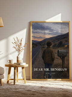 Dear Mr. Henshaw watercolour print in frame leaning in hallway – childrens wall art