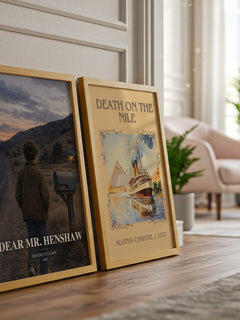 Dear Mr. Henshaw watercolour print framed by window – literary home decor