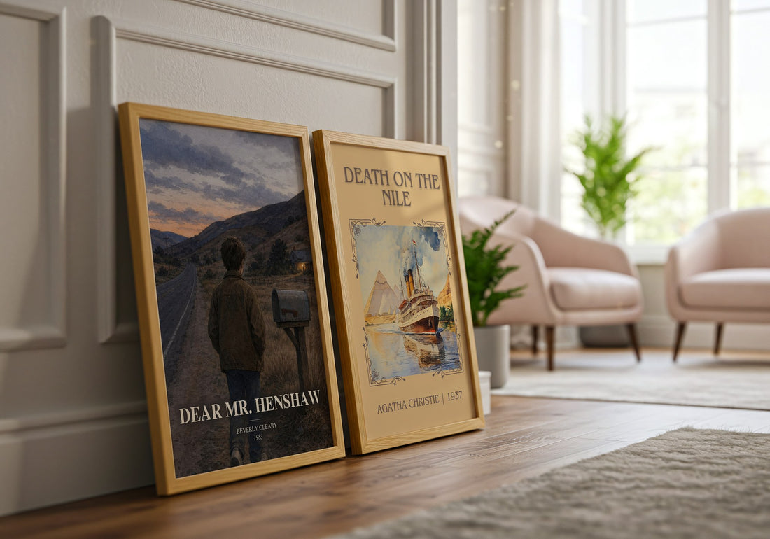 Dear Mr. Henshaw watercolour print framed by window – literary home decor