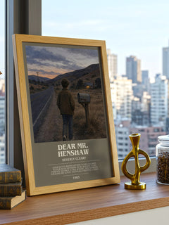 Dear Mr. Henshaw bookish print framed by window – literary home decor