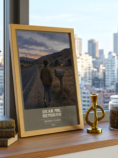 Dear Mr. Henshaw book cover print framed by window – literary home decor