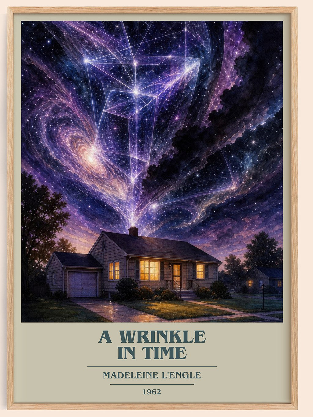 A Wrinkle in Time book cover book poster by Madeleine L'Engle – framed literary art print