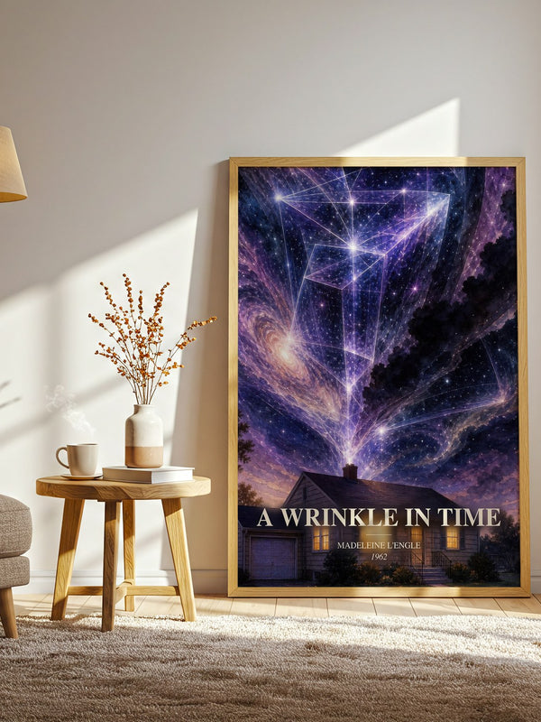 A Wrinkle in Time watercolour print in frame leaning in hallway – sci fi wall art