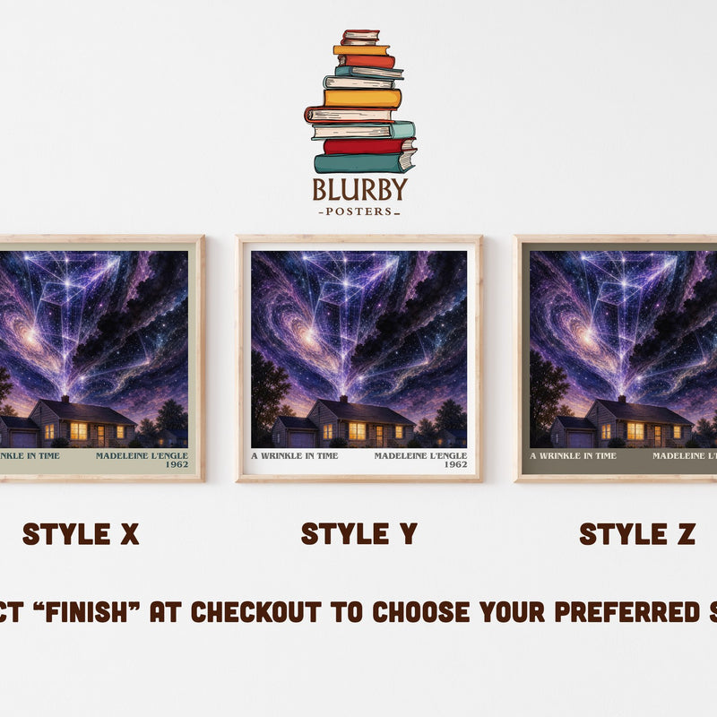 A Wrinkle in Time literary print in frame leaning in hallway – sci fi wall art