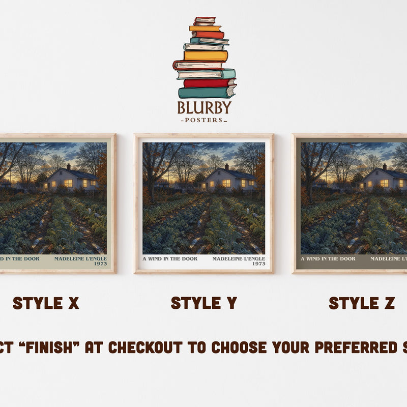 A Wind in the Door literary print in frame leaning in hallway – young adult wall art