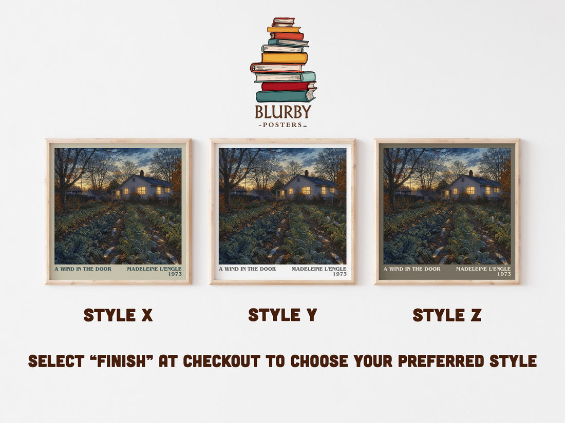 A Wind in the Door literary print in frame leaning in hallway – young adult wall art (mockup)