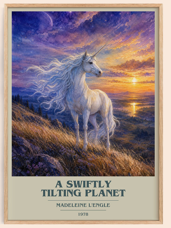 A Swiftly Tilting Planet book cover book poster by Madeleine L'Engle – framed literary art print