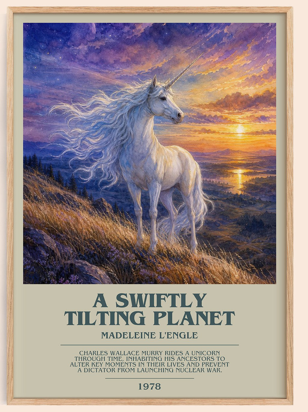 A Swiftly Tilting Planet bookish book poster by Madeleine L'Engle – framed literary art print