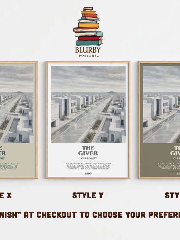 The Giver bookish print in frame leaning in hallway – young adult wall art