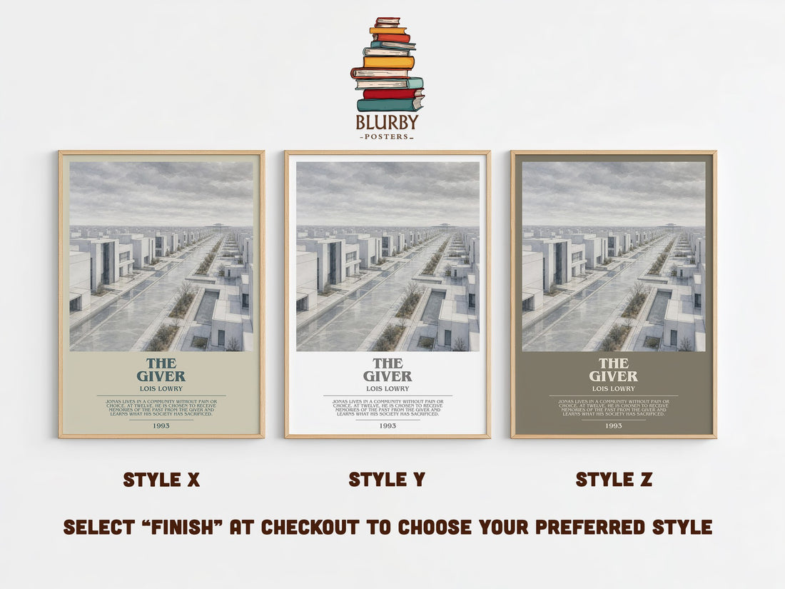 The Giver bookish print in frame leaning in hallway – young adult wall art (mockup)