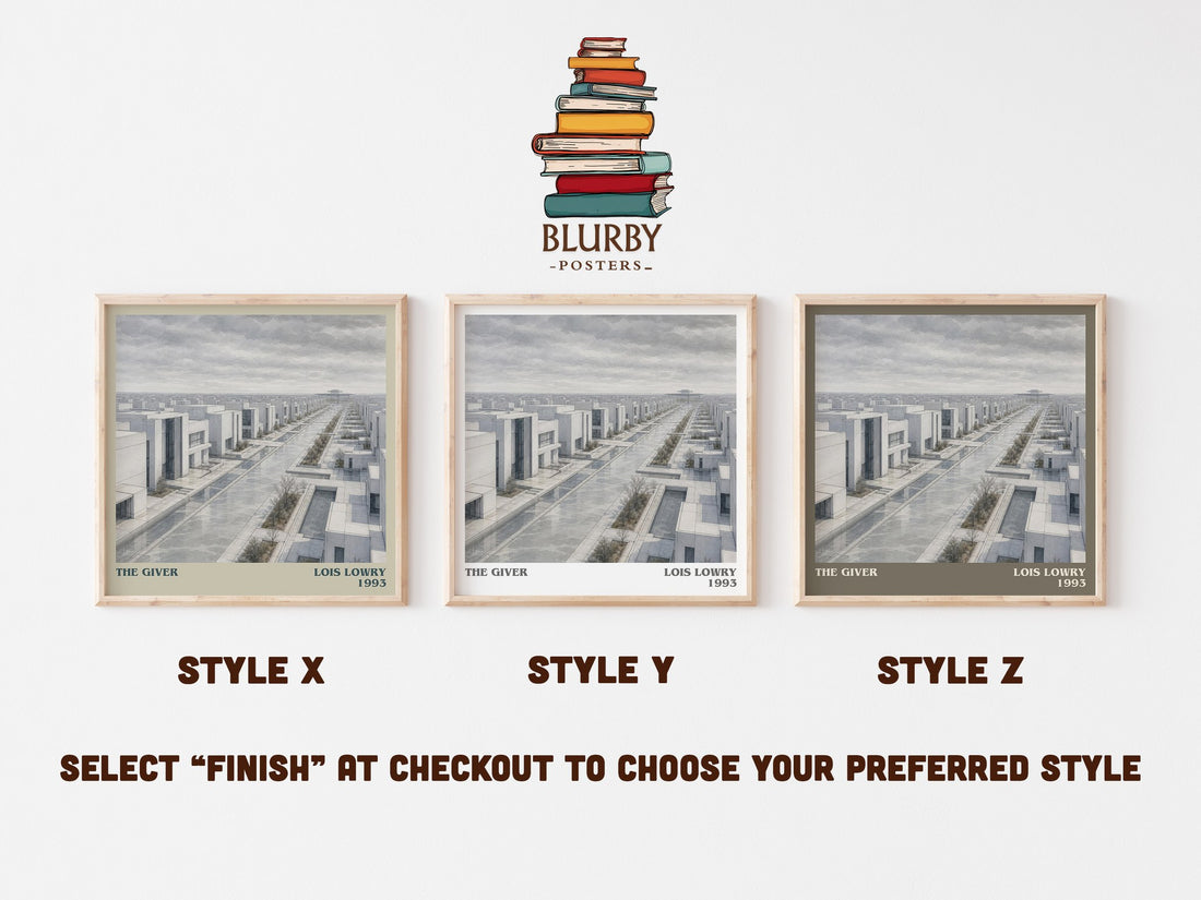 The Giver literary print in frame leaning in hallway – young adult wall art (mockup)