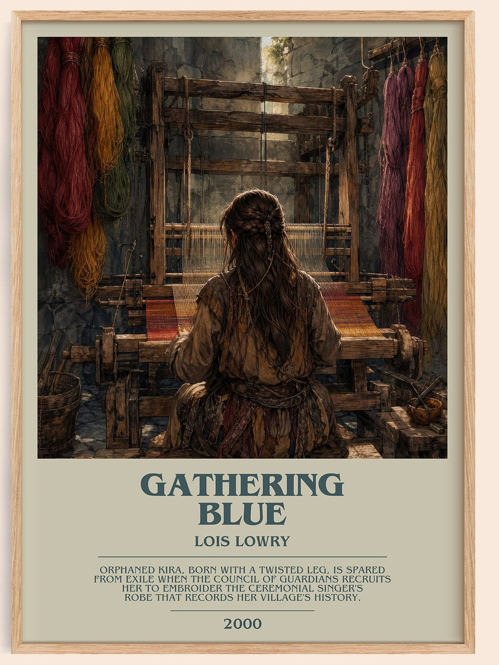 Gathering Blue bookish book poster by Lois Lowry – framed literary art print