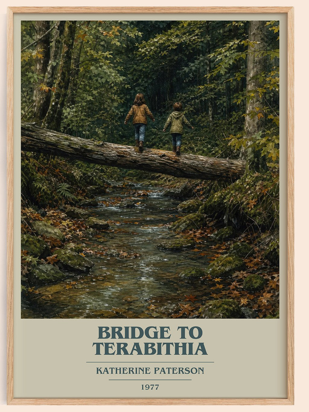 Bridge to Terabithia book cover book poster by Katherine Paterson – framed literary art print