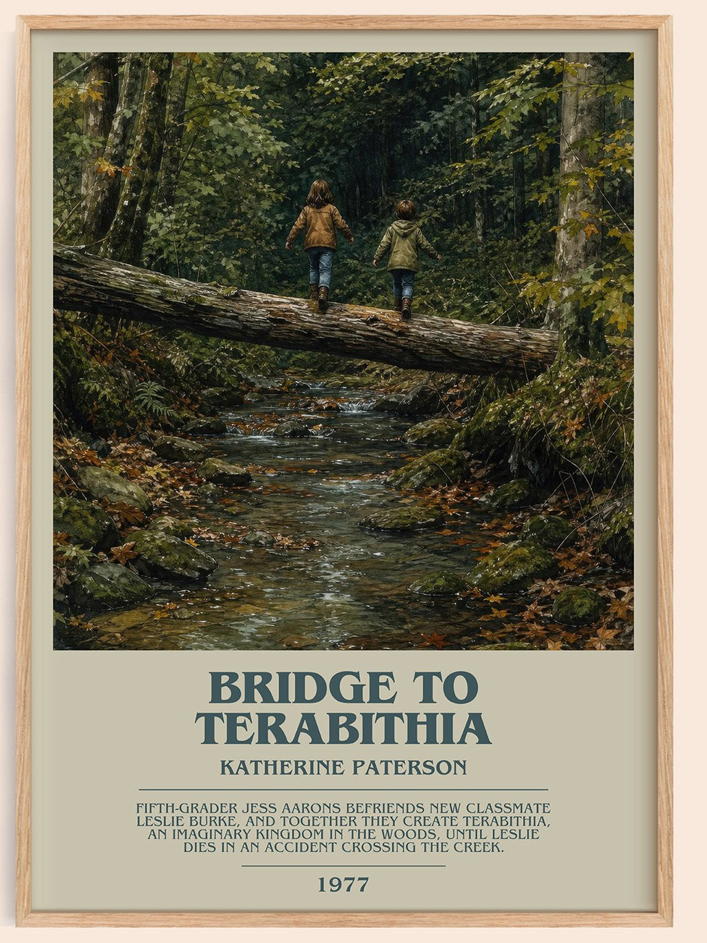 Bridge to Terabithia bookish book poster by Katherine Paterson – framed literary art print