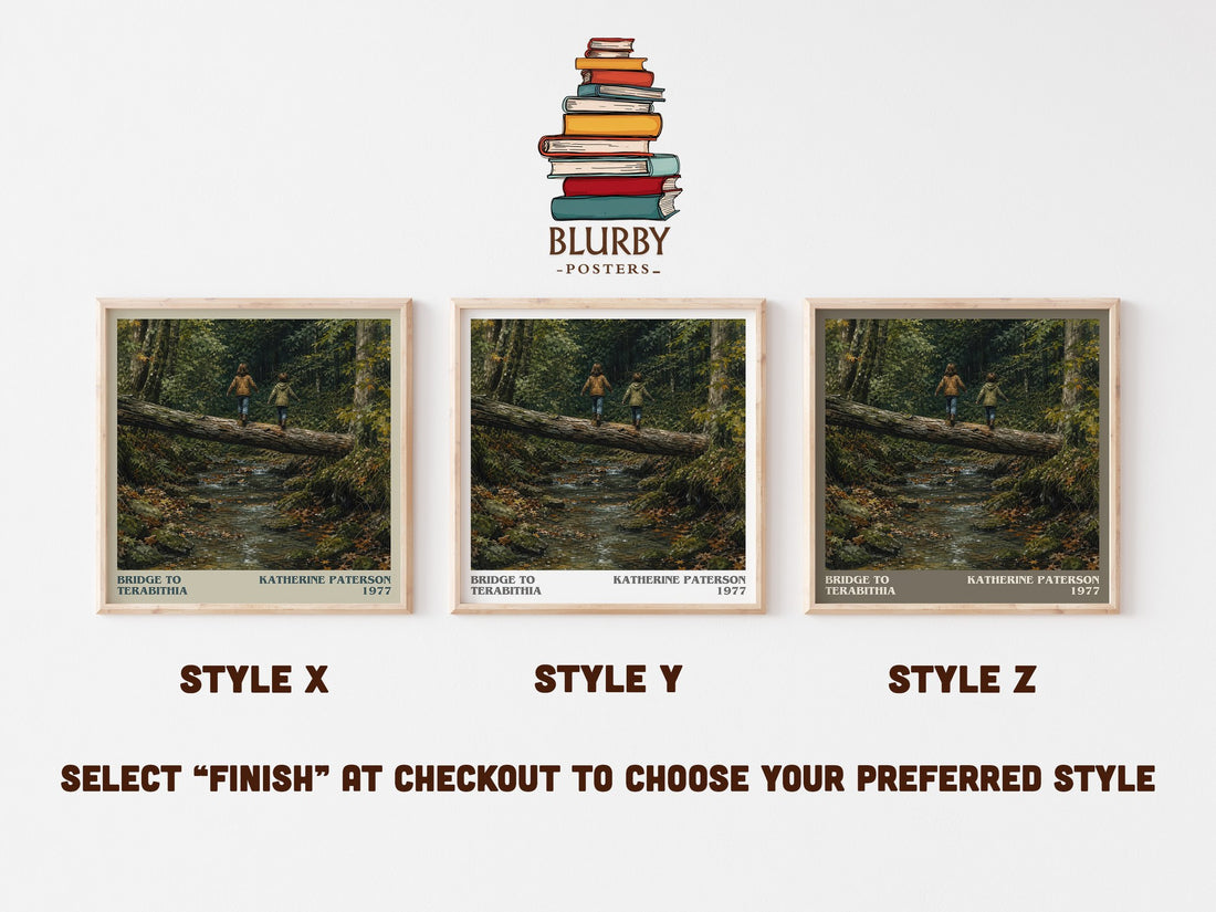 Bridge to Terabithia literary print in frame leaning in hallway – childrens wall art (mockup)