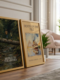 Bridge to Terabithia watercolour print framed by window – literary home decor