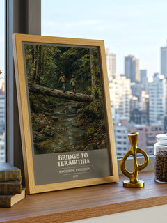 Bridge to Terabithia book cover print framed by window – literary home decor