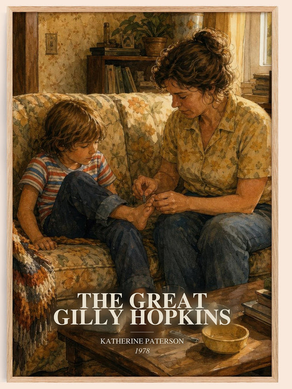 The Great Gilly Hopkins watercolour book poster by Katherine Paterson – framed literary art print