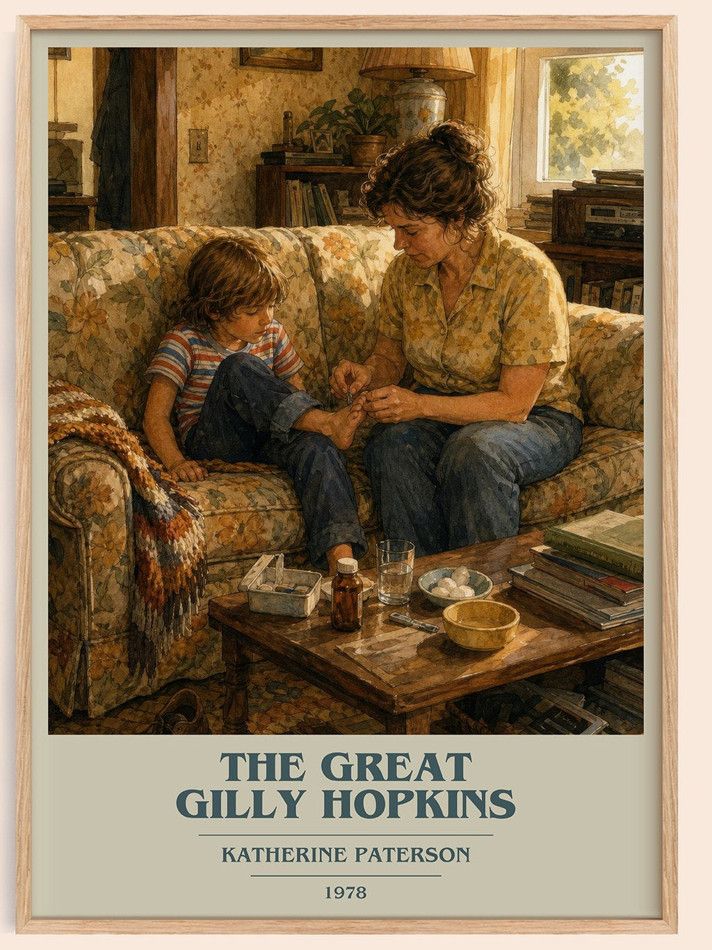 The Great Gilly Hopkins book cover book poster by Katherine Paterson – framed literary art print