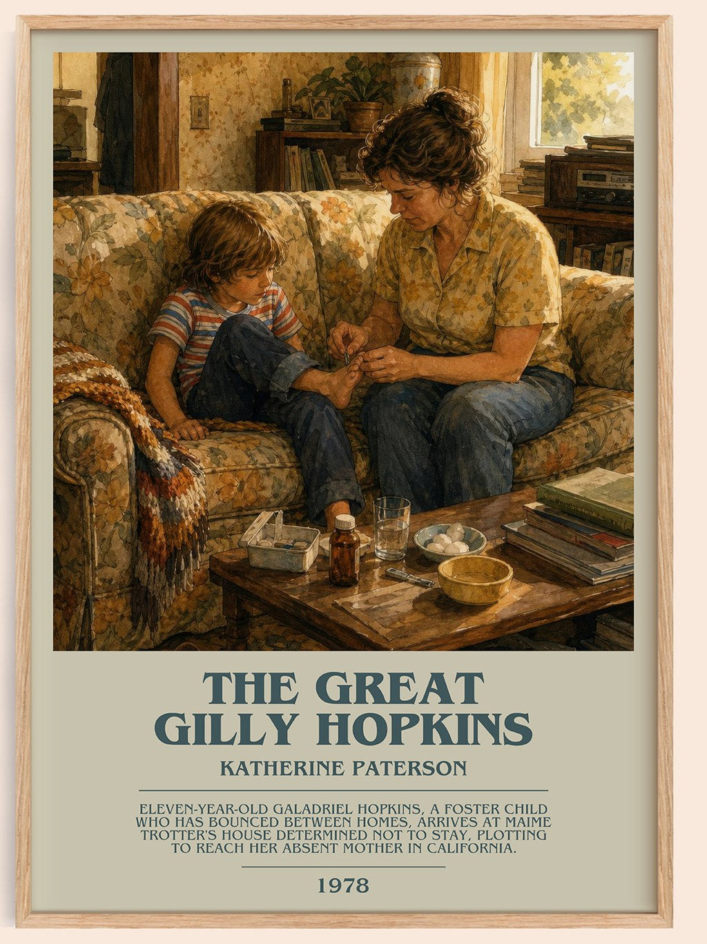 The Great Gilly Hopkins bookish book poster by Katherine Paterson – framed literary art print