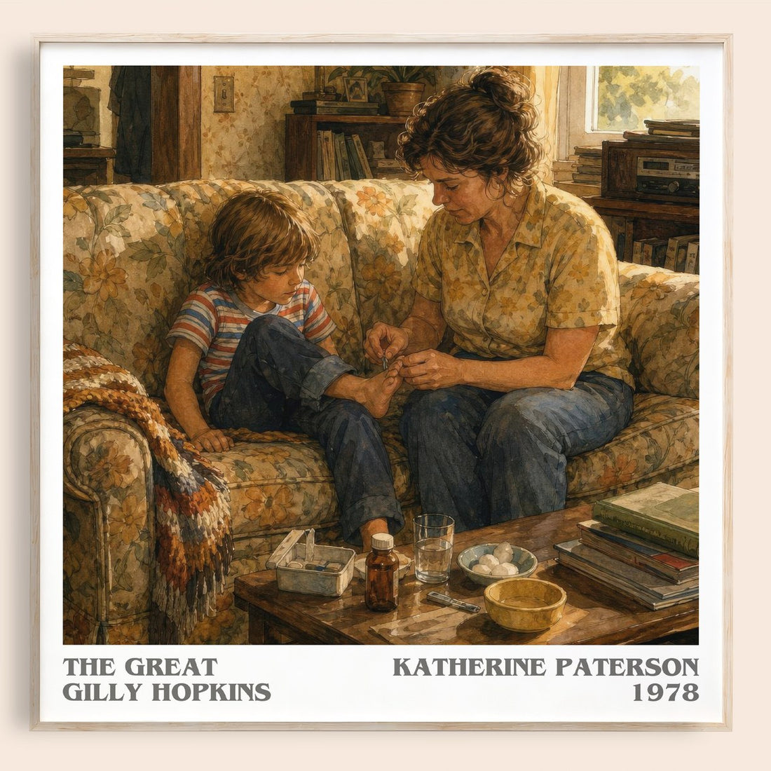 The Great Gilly Hopkins literary book poster by Katherine Paterson – framed literary art print
