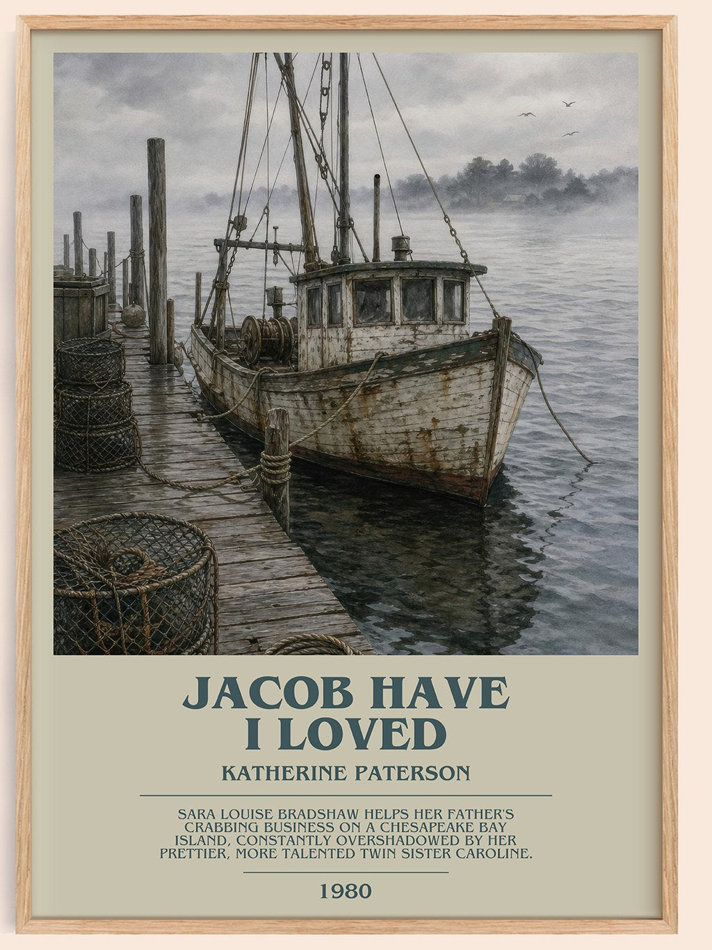 Jacob Have I Loved bookish book poster by Katherine Paterson – framed literary art print