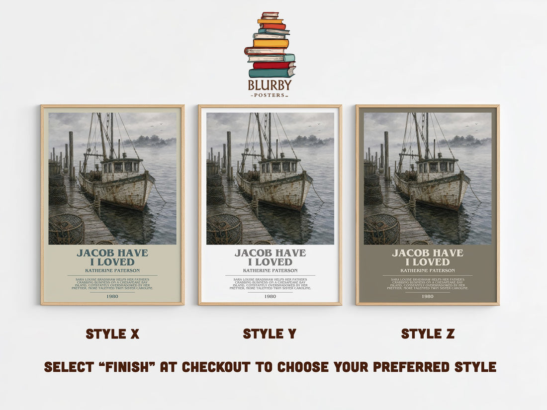 Jacob Have I Loved bookish print in frame leaning in hallway – young adult wall art (mockup)