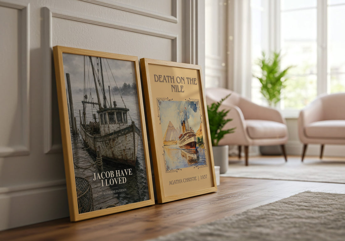 Jacob Have I Loved watercolour print framed by window – literary home decor