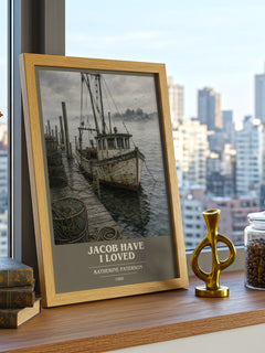 Jacob Have I Loved book cover print framed by window – literary home decor