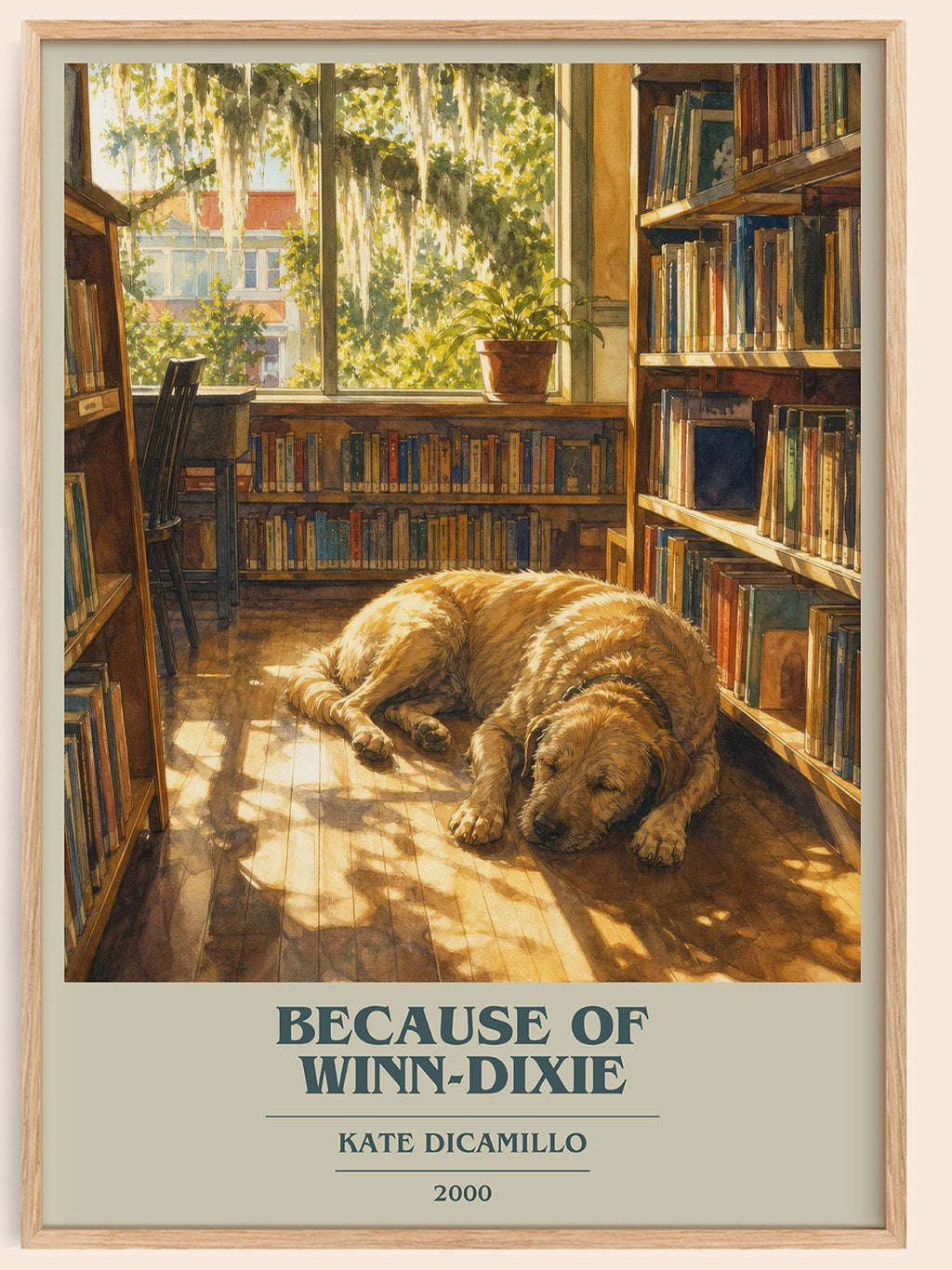Because of Winn-Dixie book cover book poster by Kate DiCamillo – framed literary art print