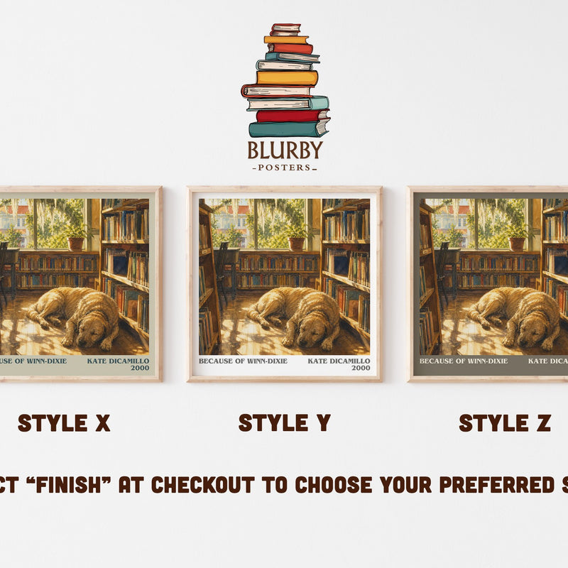 Because of Winn-Dixie literary print in frame leaning in hallway – childrens wall art