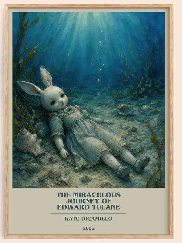 The Miraculous Journey of Edward Tulane book cover book poster by Kate DiCamillo – framed literary art print