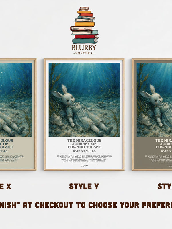 The Miraculous Journey of Edward Tulane bookish print in frame leaning in hallway – childrens wall art
