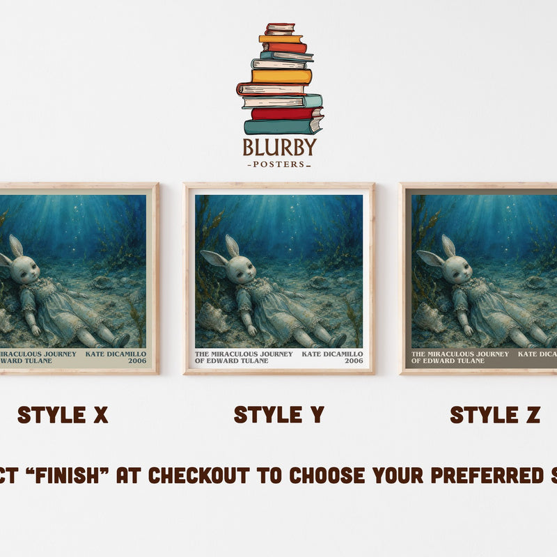 The Miraculous Journey of Edward Tulane literary print in frame leaning in hallway – childrens wall art