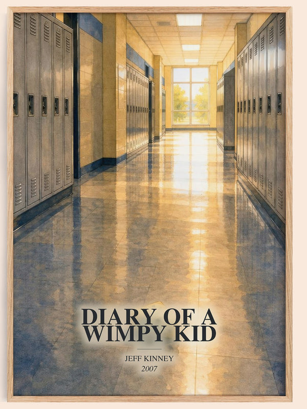 Diary of a Wimpy Kid watercolour book poster by Jeff Kinney – framed literary art print