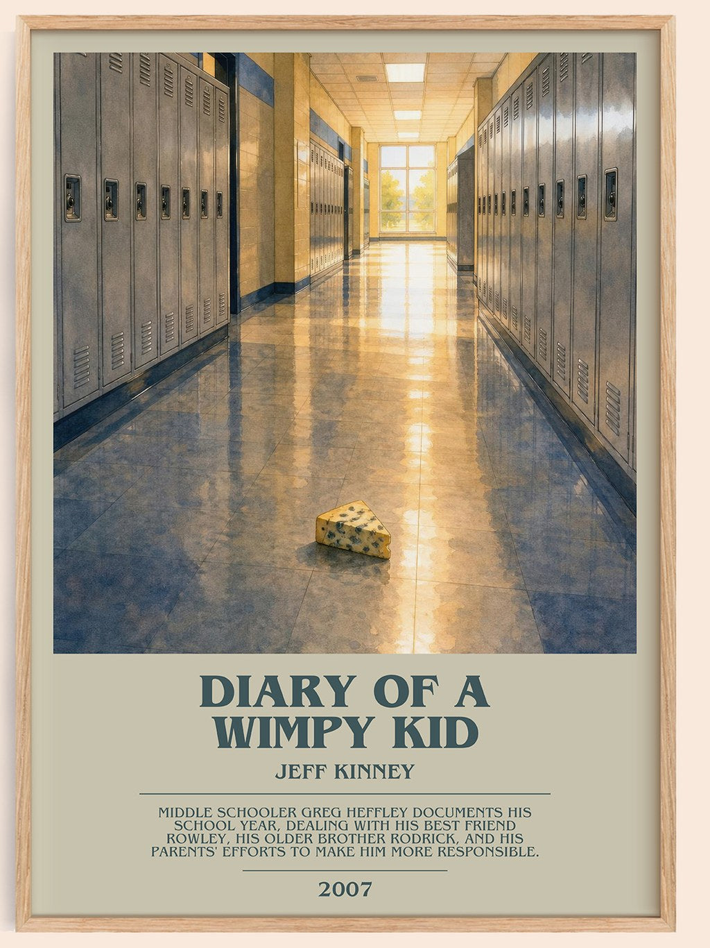 Diary of a Wimpy Kid bookish book poster by Jeff Kinney – framed literary art print