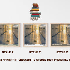 Diary of a Wimpy Kid literary print in frame leaning in hallway – childrens wall art