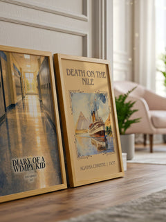 Diary of a Wimpy Kid watercolour print framed by window – literary home decor