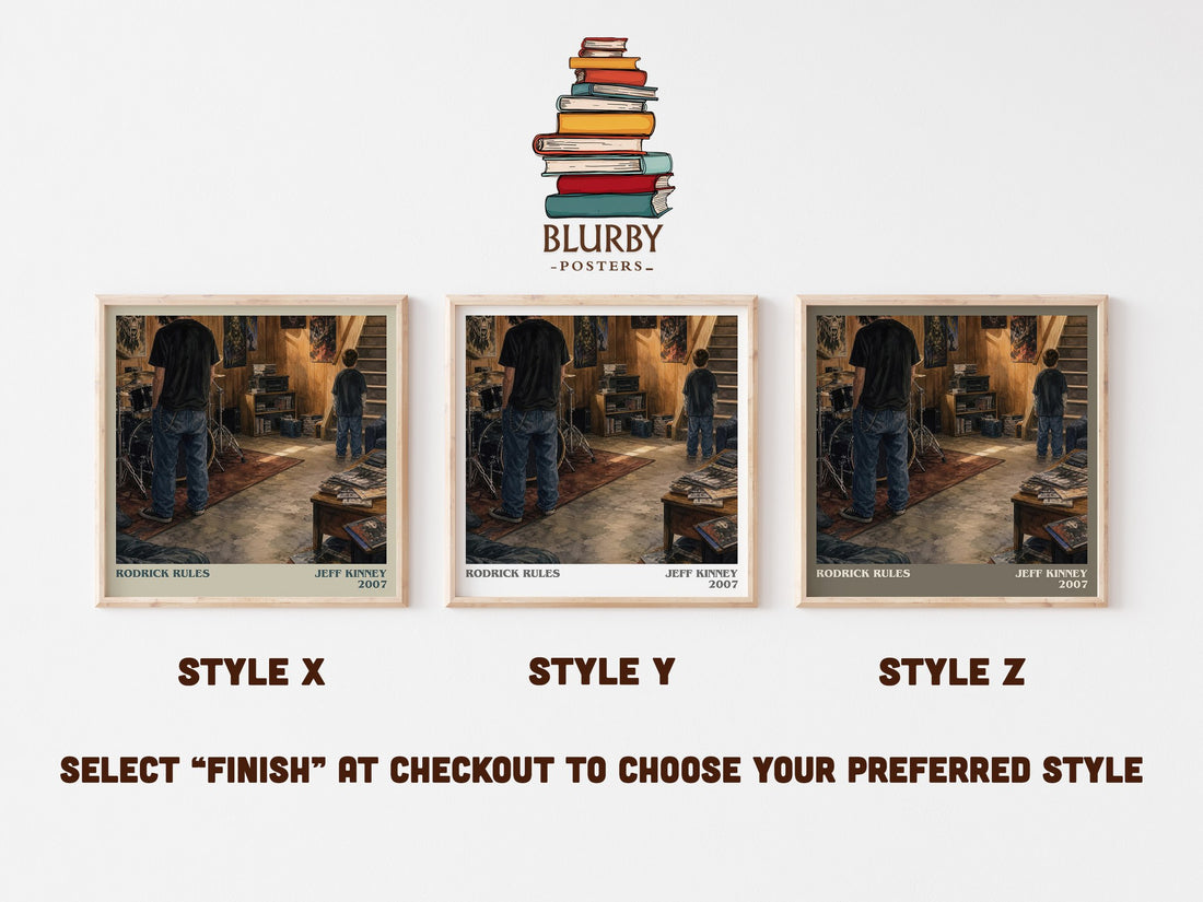 Rodrick Rules literary print in frame leaning in hallway – childrens wall art (mockup)