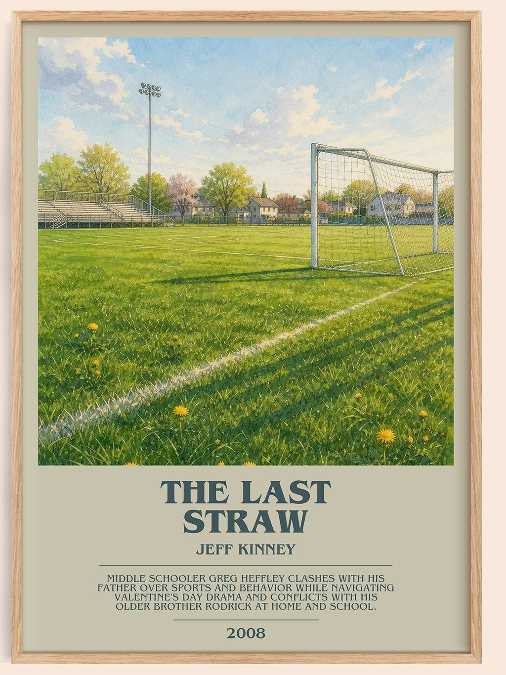 The Last Straw bookish book poster by Jeff Kinney – framed literary art print