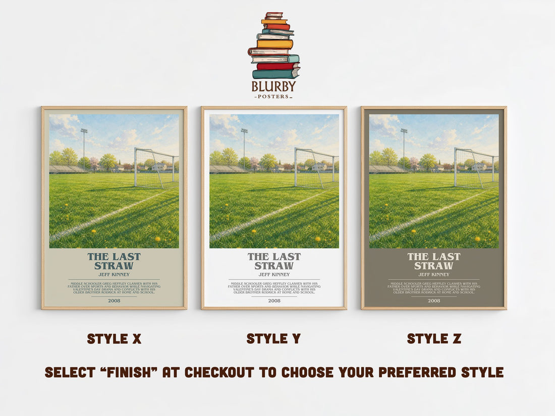 The Last Straw bookish print in frame leaning in hallway – childrens wall art (mockup)