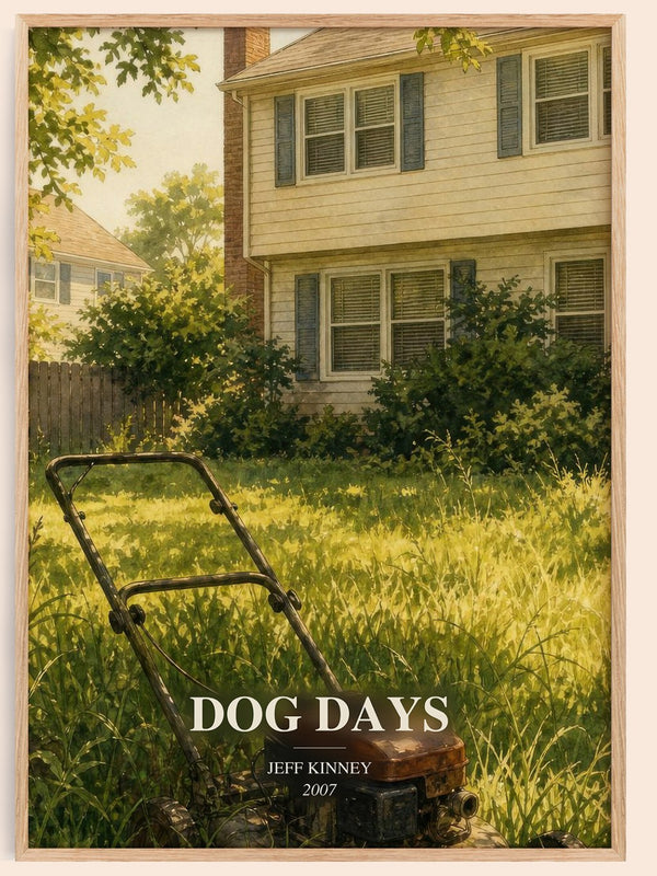 Dog Days watercolour book poster by Jeff Kinney – framed literary art print