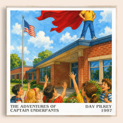 The Adventures of Captain Underpants literary book poster by Dav Pilkey – framed literary art print