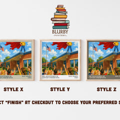 The Adventures of Captain Underpants literary print in frame leaning in hallway – childrens wall art