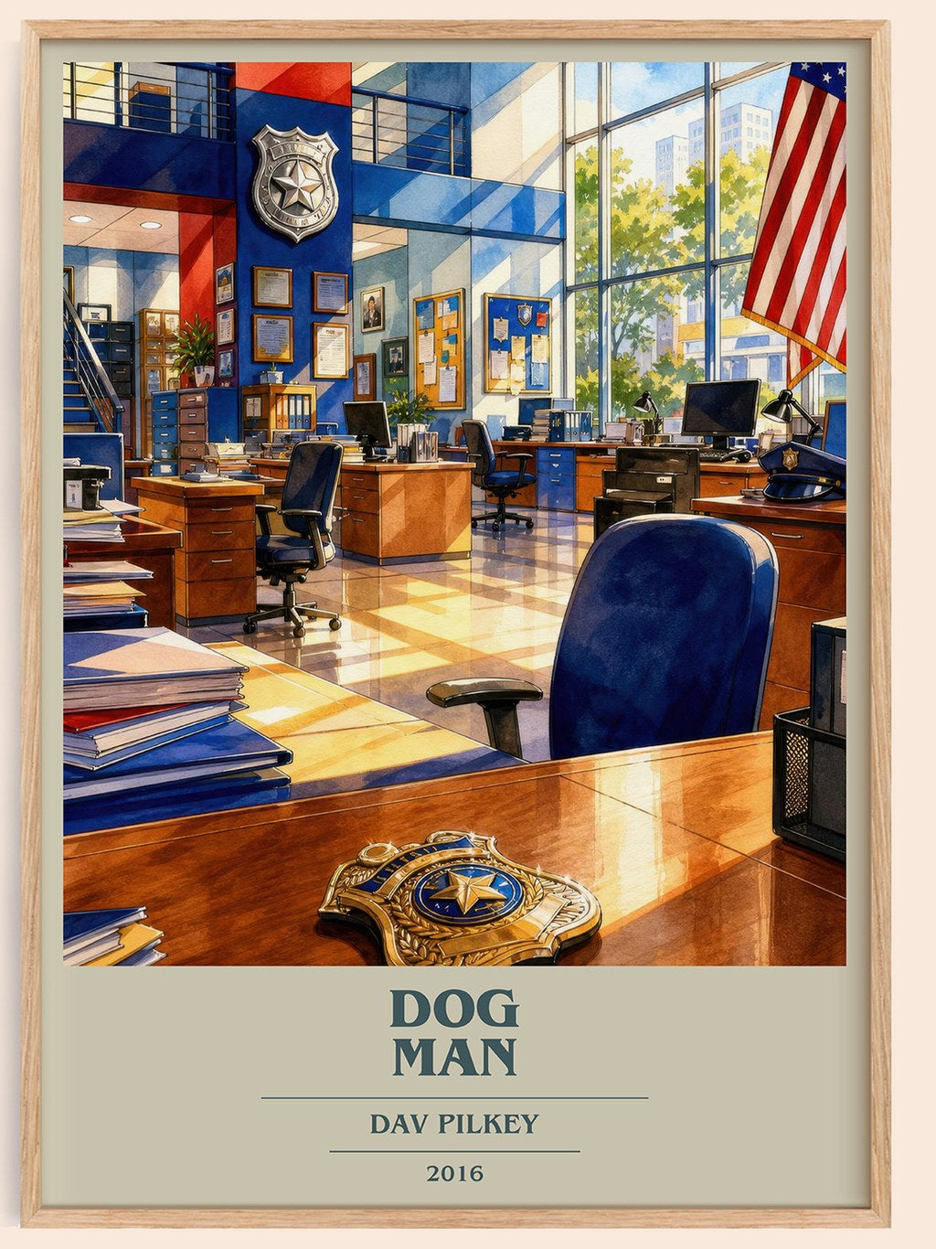 Dog Man book cover book poster by Dav Pilkey – framed literary art print